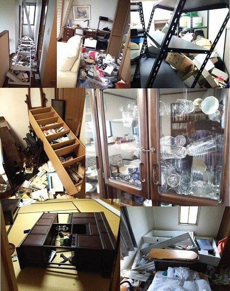 After the Kumamoto Earthquake inside the house was a total disaster